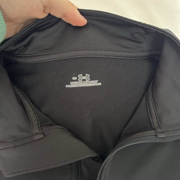 Under Armour Mens Large L Black Quarter Zip 1/4 Pullover Long Sleeve Athletic - Picture 2 of 6